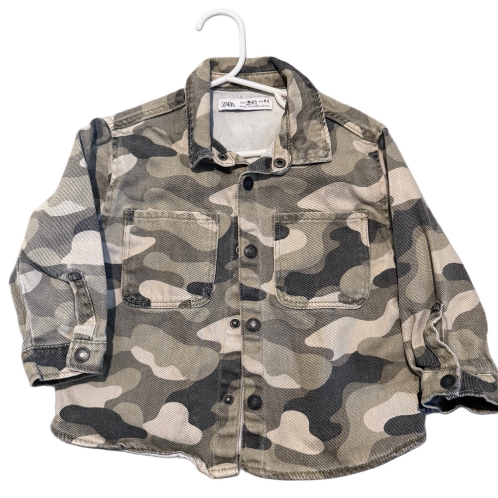 Zara Toddler Camo Button-Up Jacket Sz 18-24